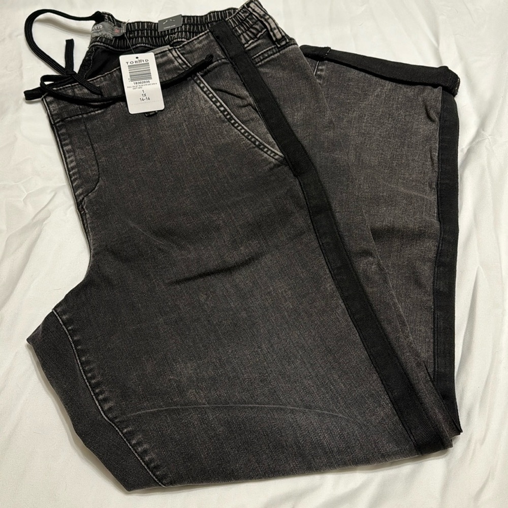 Torrid drawstring black wash jeans